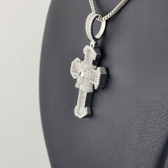 Sterling Silver 925 Cross Necklace with Jesus Face  Religious Pendant - Picture 6 of 12